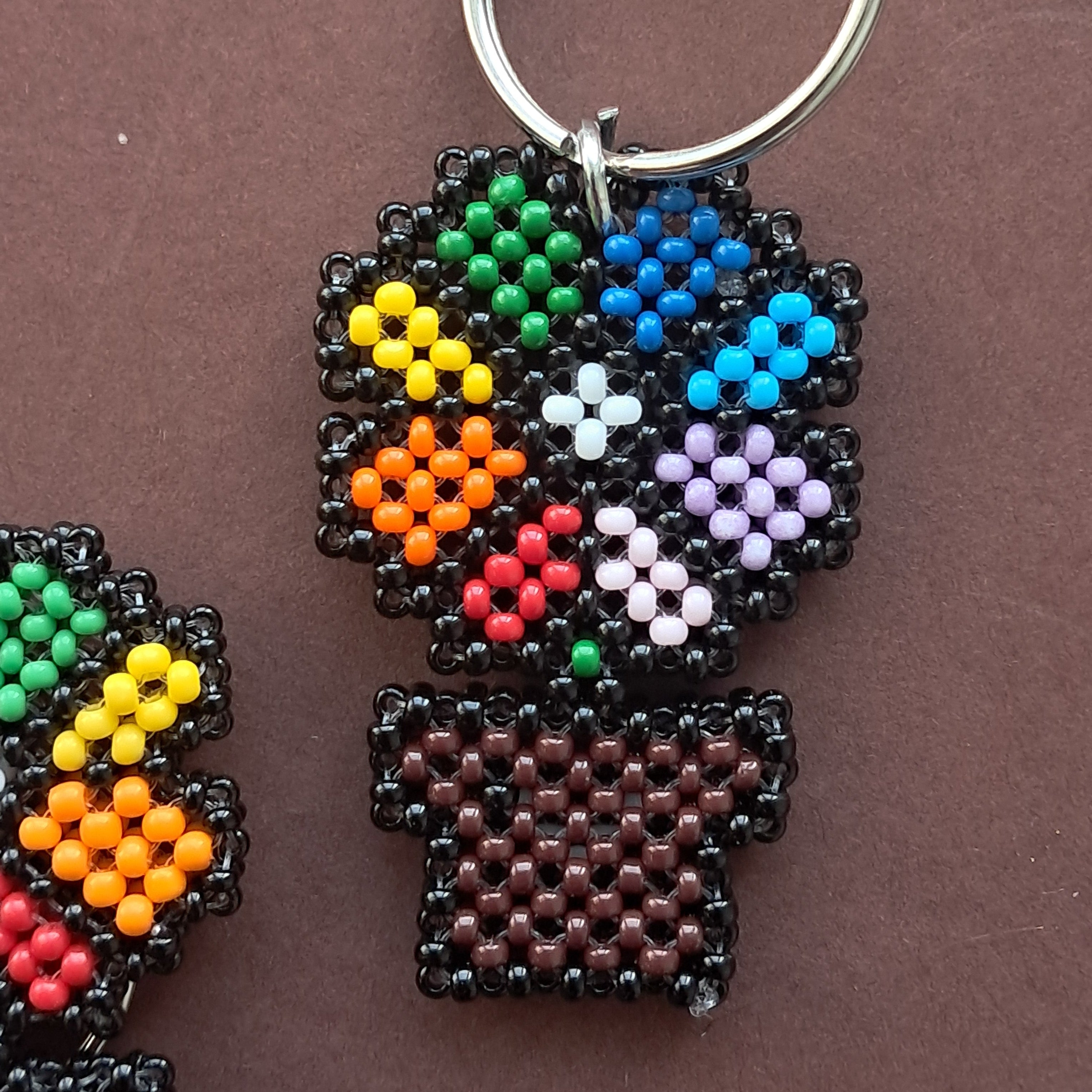 Rainbow Bloom" Beaded Keychain