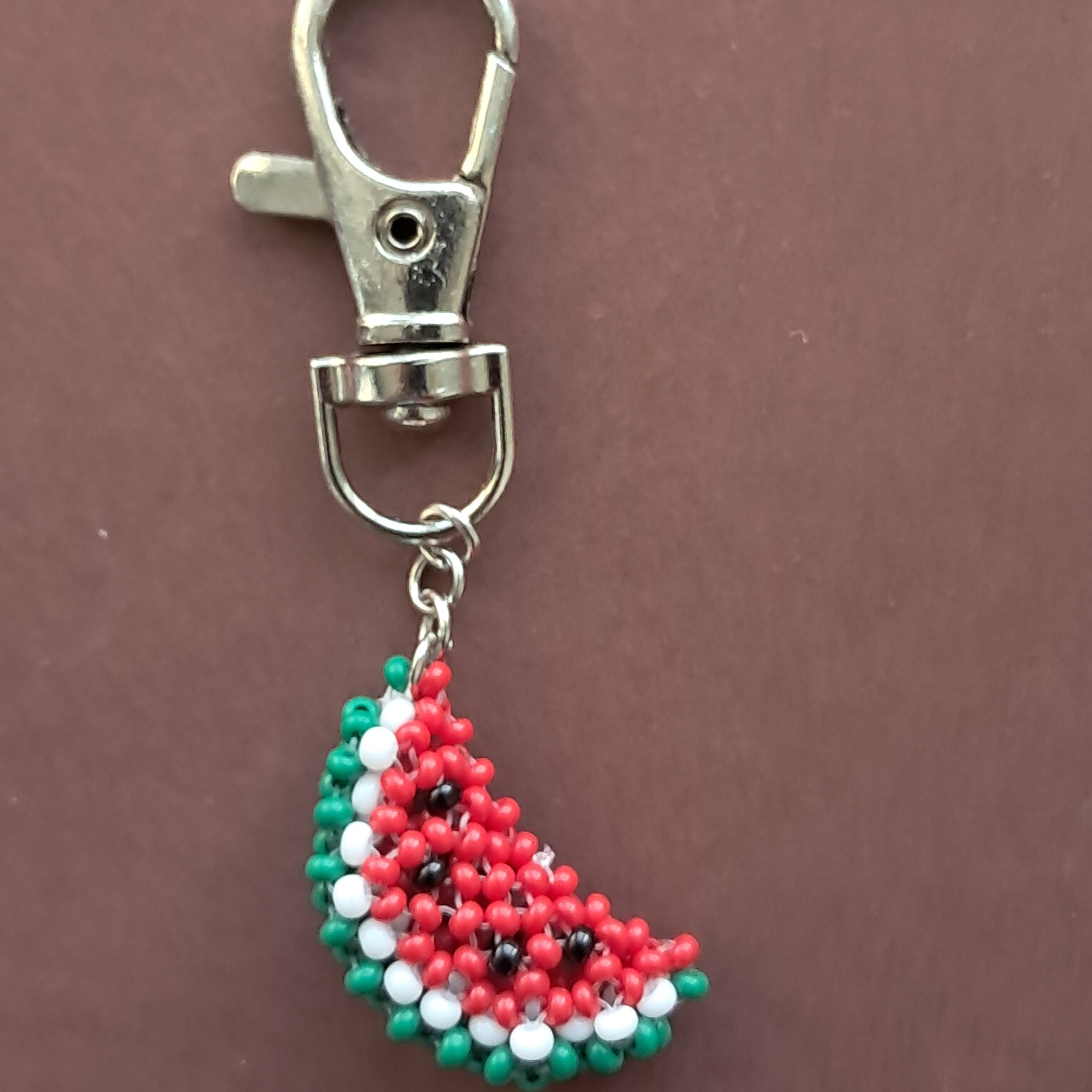 Summer Slice" Beaded Watermelon Keychain