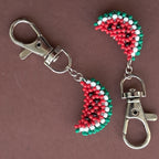 Summer Slice" Beaded Watermelon Keychain