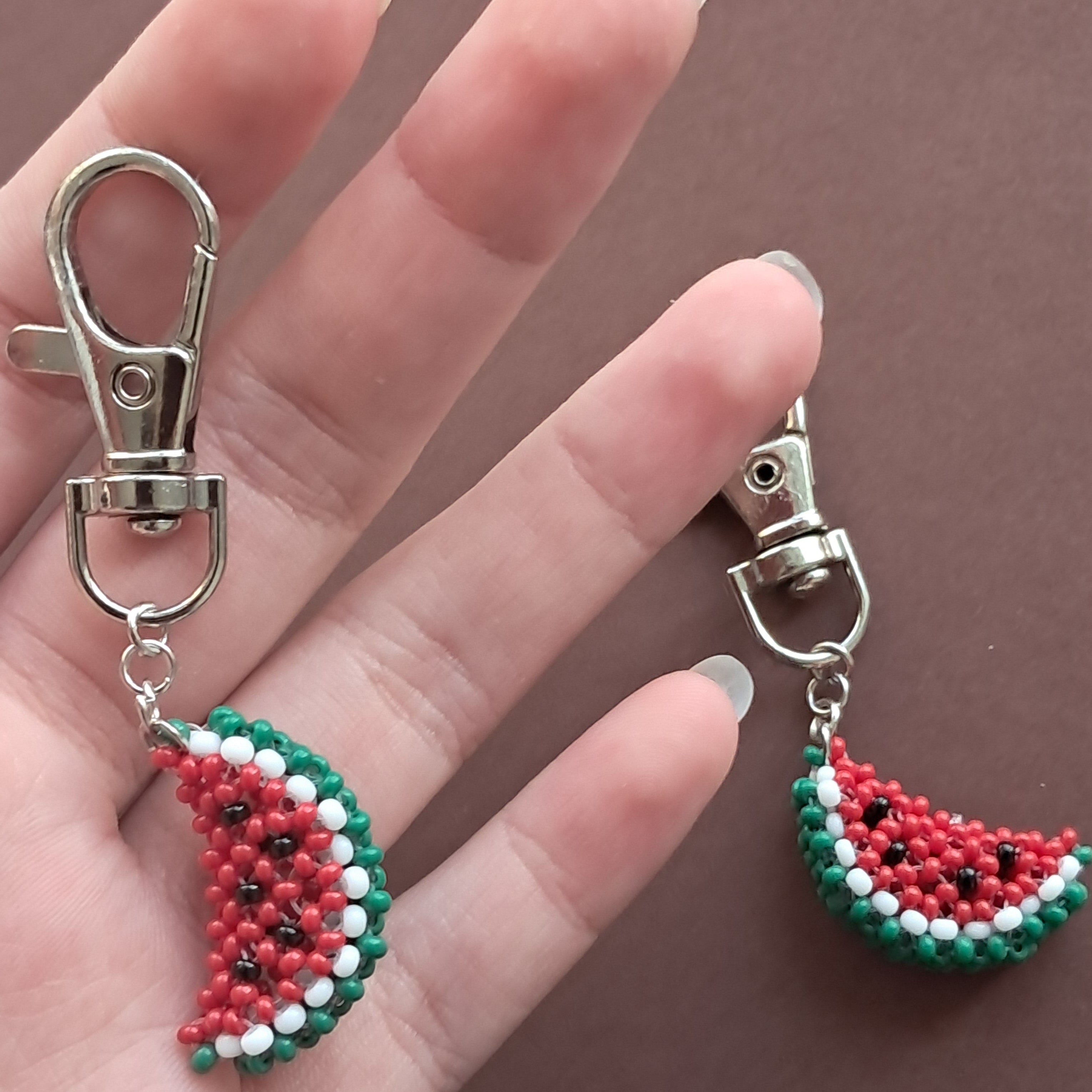 Summer Slice" Beaded Watermelon Keychain