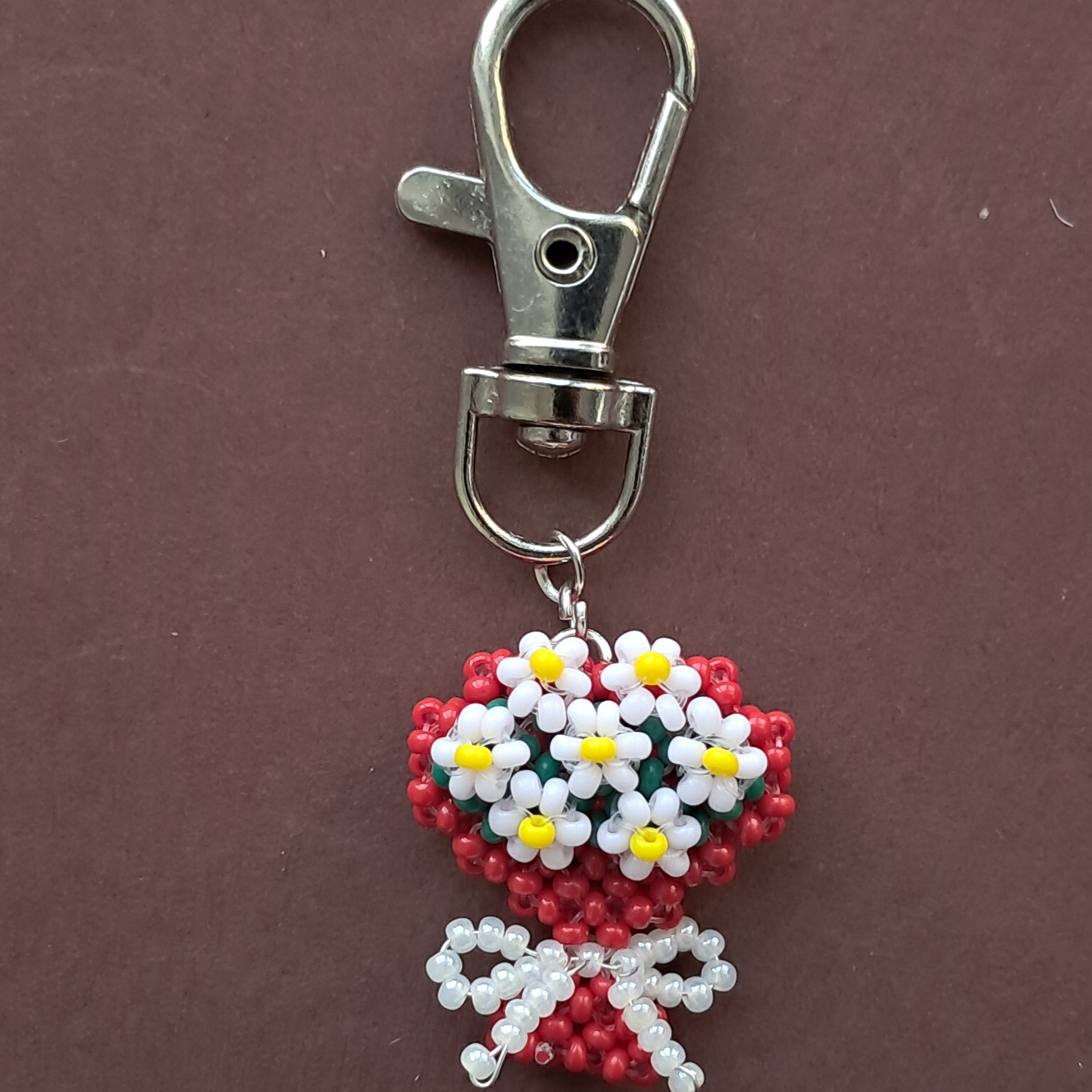 "Daisy Bow" Beaded Bag Charm & Keychain