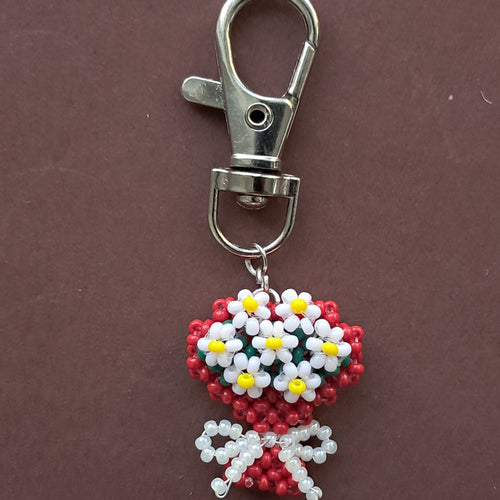 "Daisy Bow" Beaded Bag Charm & Keychain