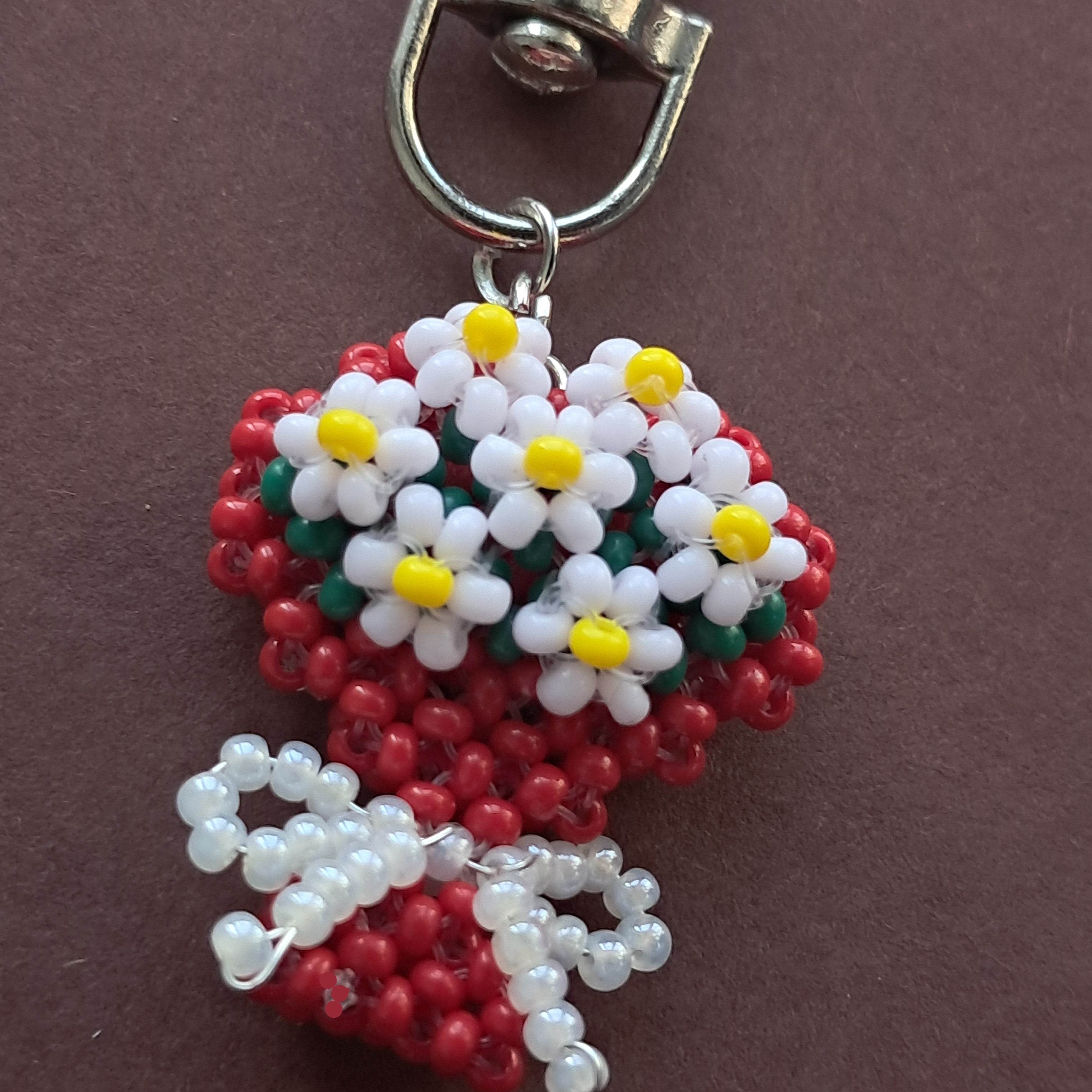 "Daisy Bow" Beaded Bag Charm & Keychain