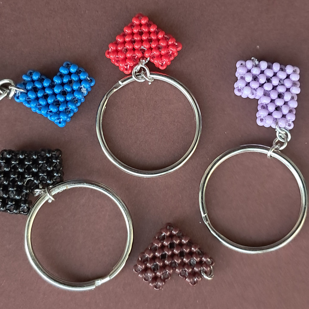 "Puffy Heart" Beaded Keychain & Bag Charm