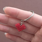 "Puffy Heart" Beaded Keychain & Bag Charm