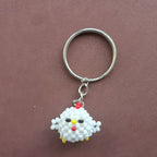 "Chick for a Better Life" 3D Beaded Chicken Keychain