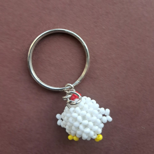 "Chick for a Better Life" 3D Beaded Chicken Keychain
