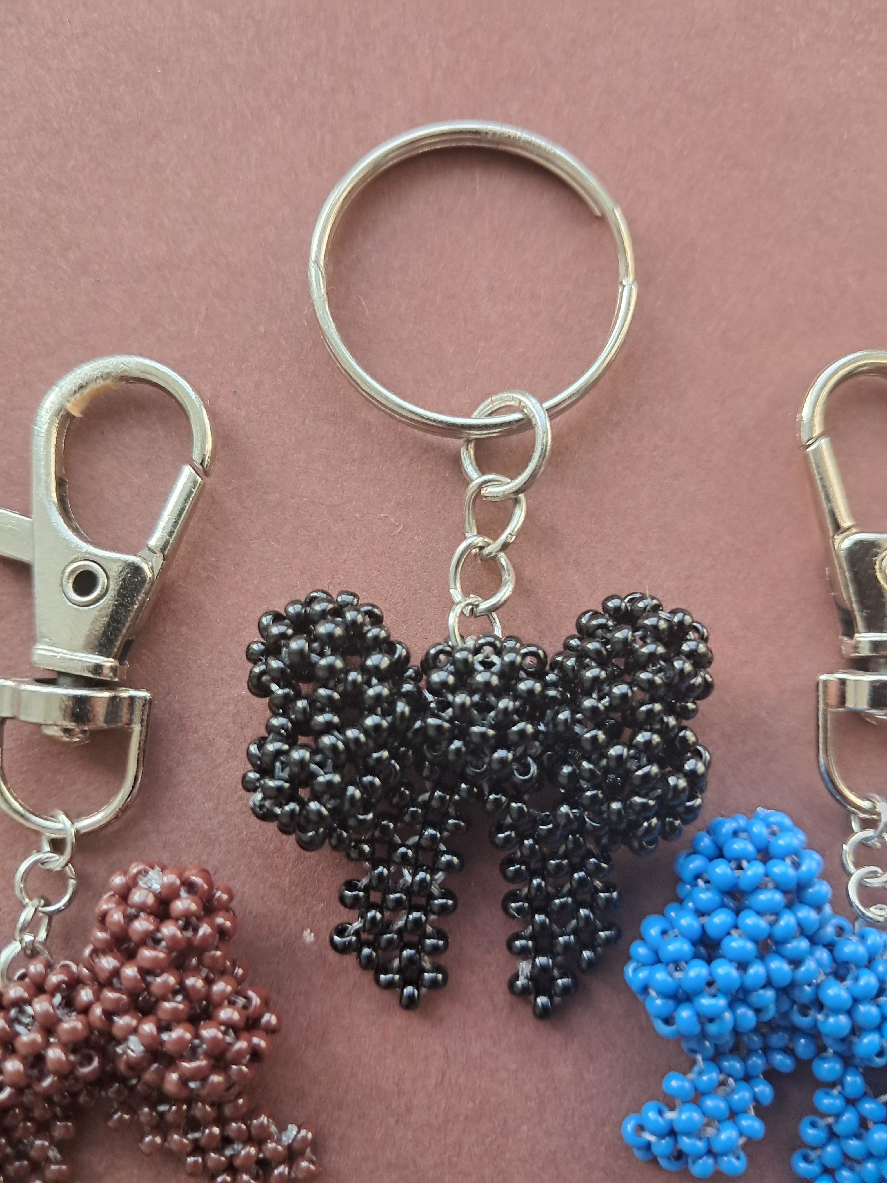 "The Interlocking Hearts" Beaded Bow Keychain & Bag Charm