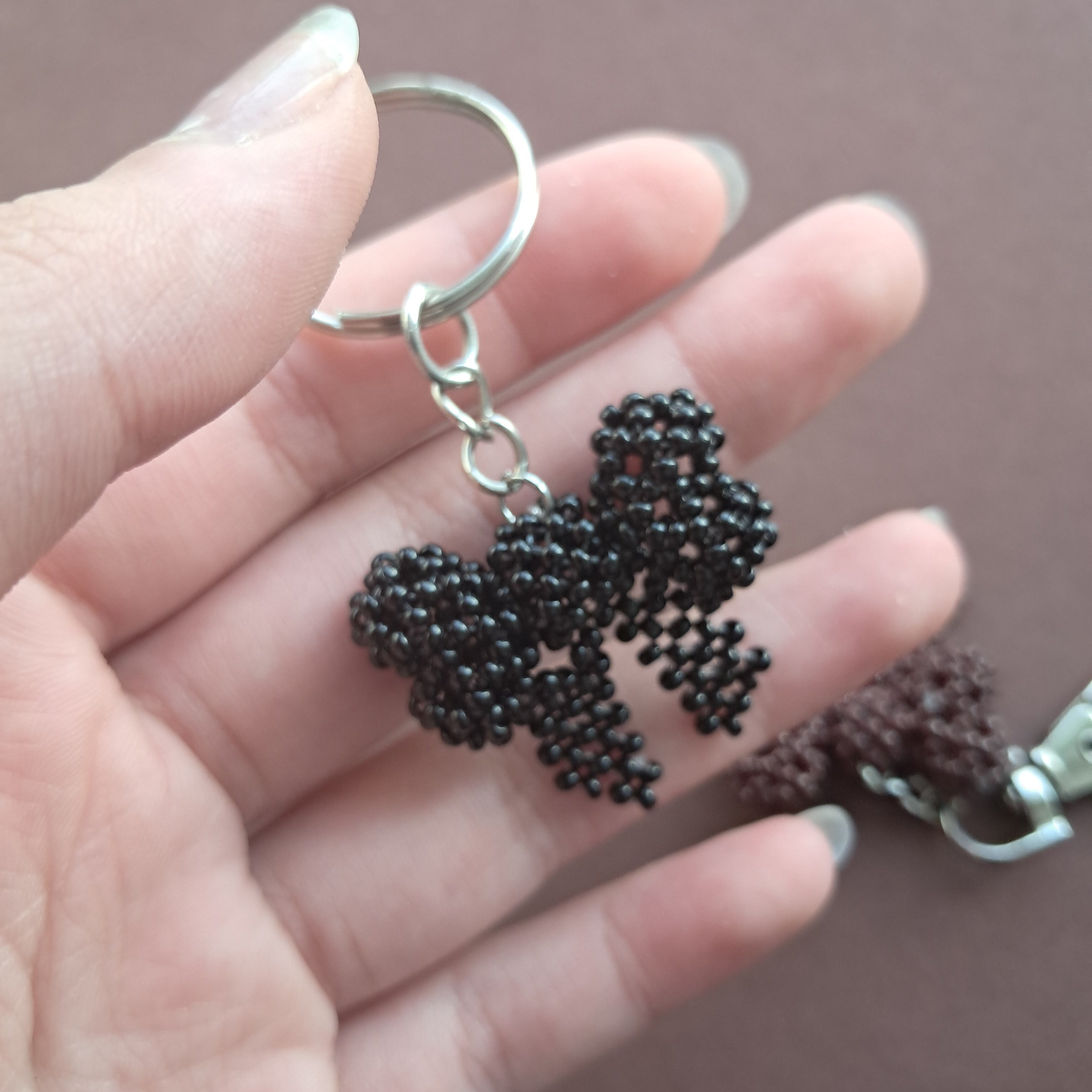 "The Interlocking Hearts" Beaded Bow Keychain & Bag Charm