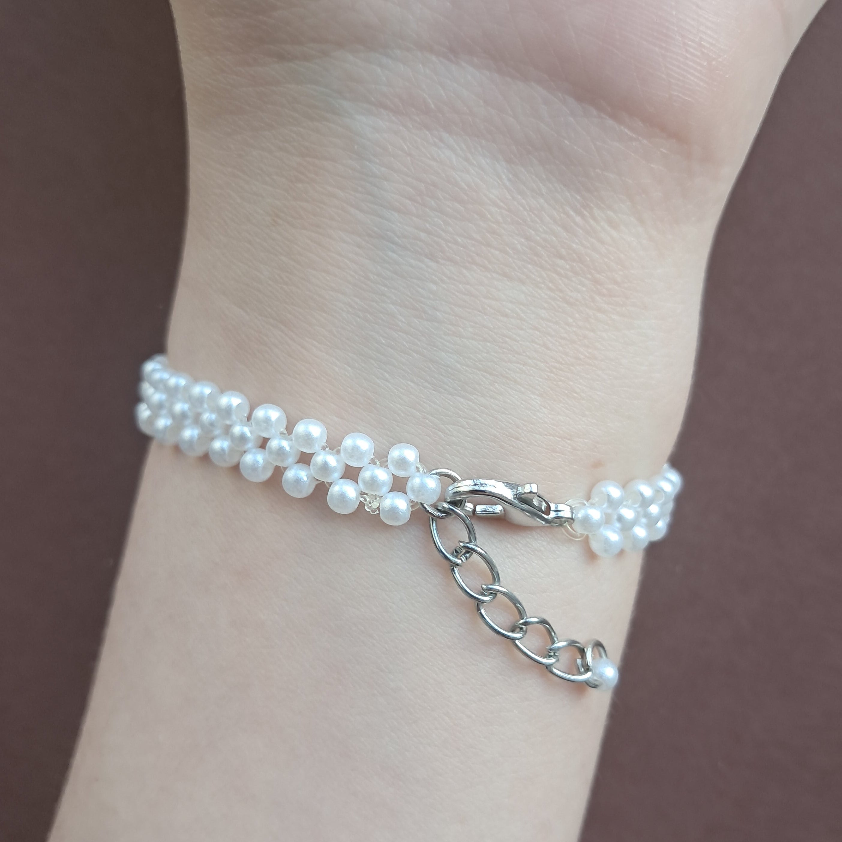 "Pure White" Beaded Bracelet & Ring Set