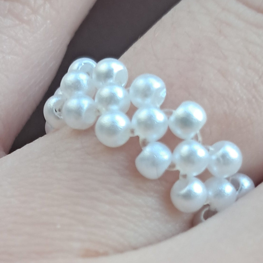 "Pure White" Beaded Bracelet & Ring Set