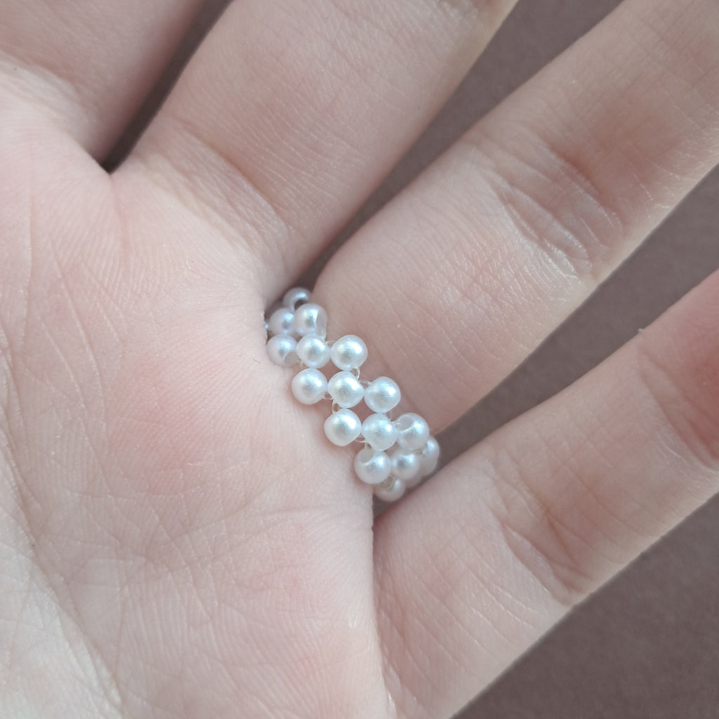 "Pure White" Beaded Bracelet & Ring Set