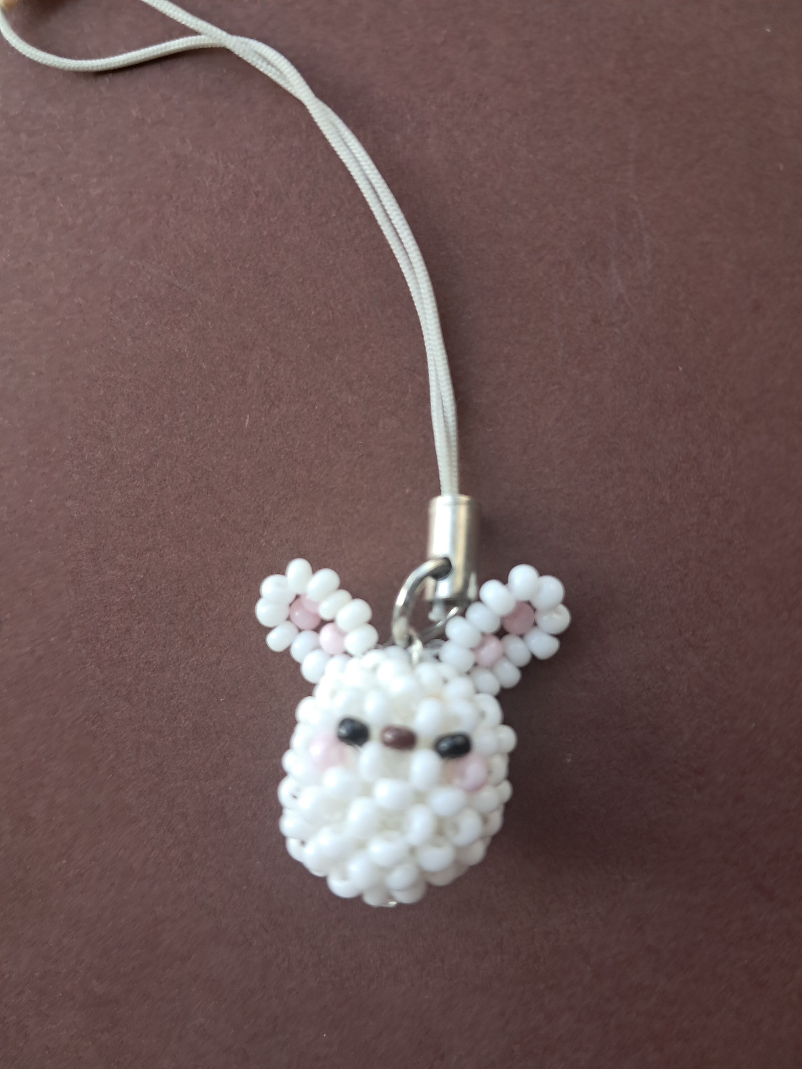 Handmade 3D Beaded Bunny Phone Charm