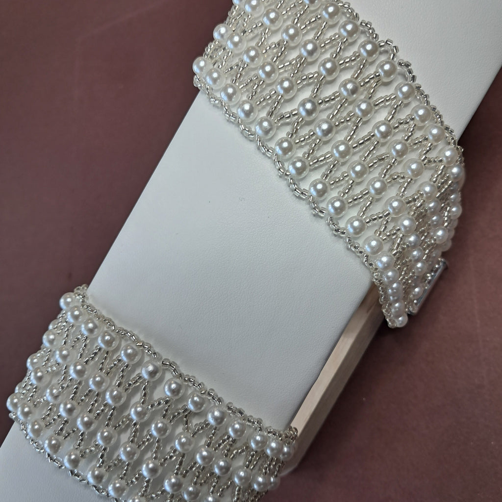 Handmade Miyuki Pearl and Glass Bead Cuff Bracelet