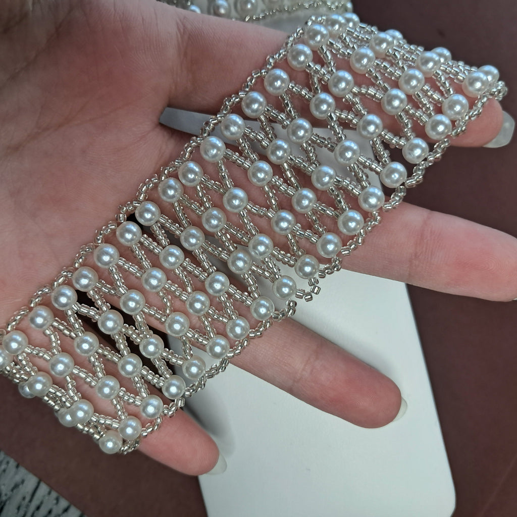 Handmade Miyuki Pearl and Glass Bead Cuff Bracelet