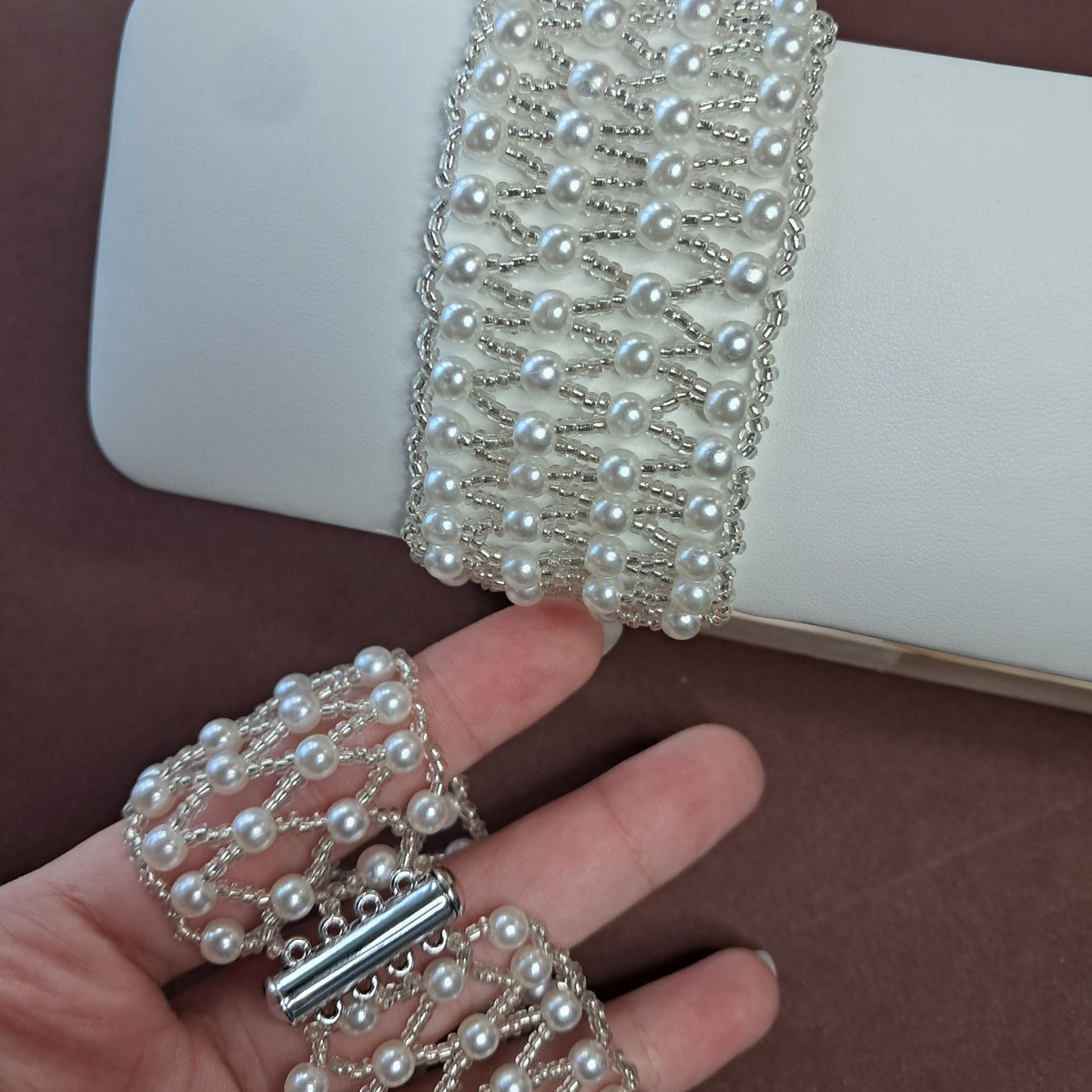 Handmade Miyuki Pearl and Glass Bead Cuff Bracelet