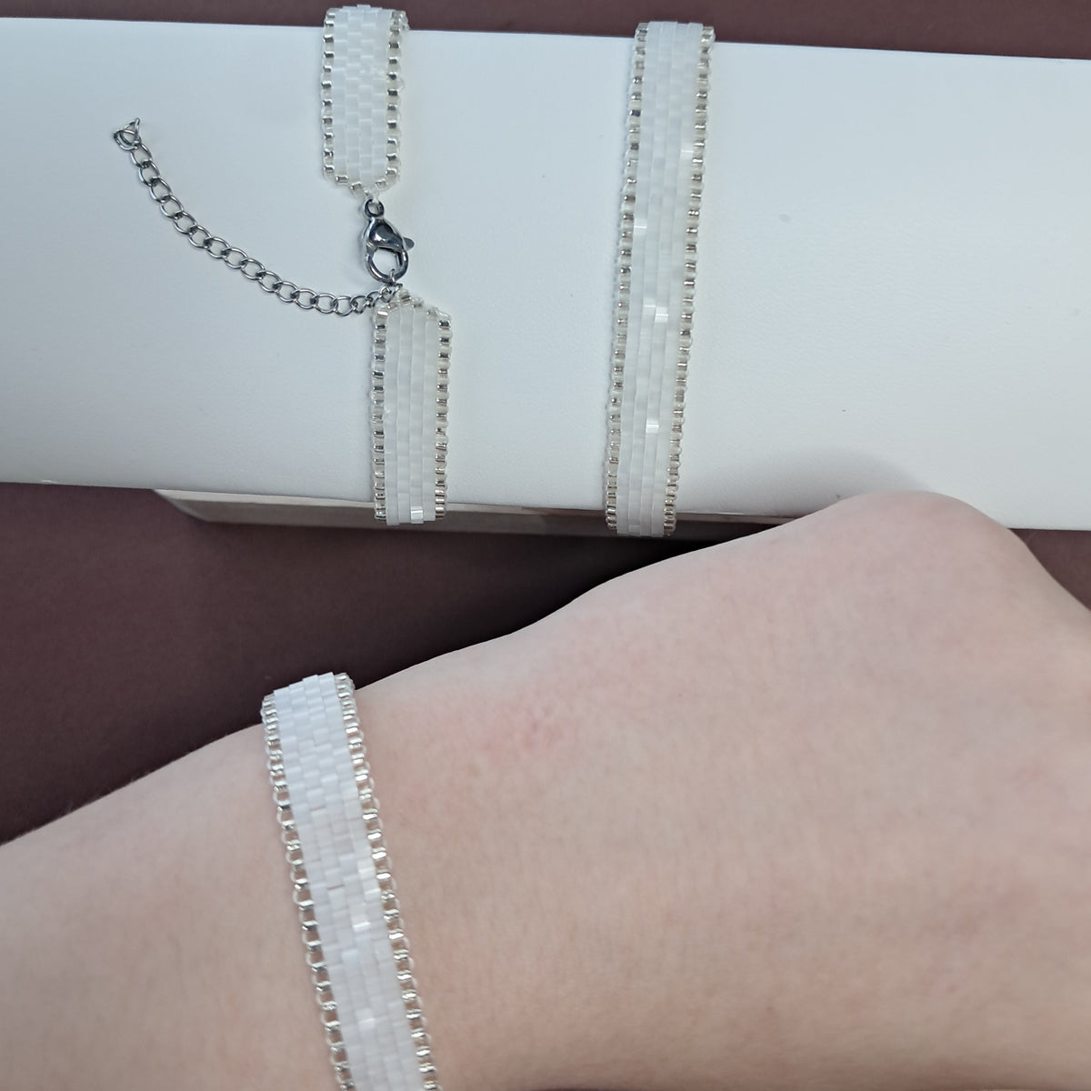 "Lumina Pearl" Handmade Miyuki Bead Cuff Bracelet & Ring Collection