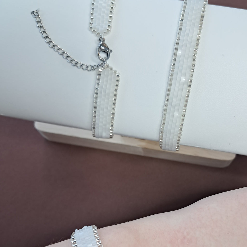 "Lumina Pearl" Handmade Miyuki Bead Cuff Bracelet & Ring Collection