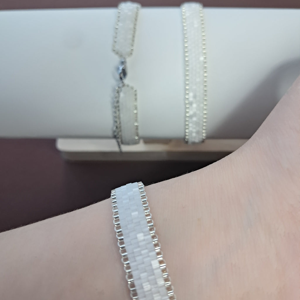 "Lumina Pearl" Handmade Miyuki Bead Cuff Bracelet & Ring Collection