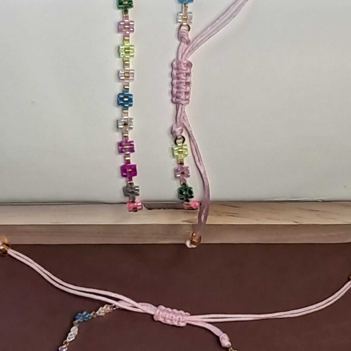 "Pastel Daisy" Handmade Miyuki Bead Flower Cord Bracelet