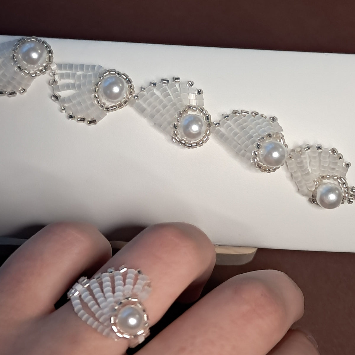 "Ocean Shell" Handmade Miyuki Bead Wave Bracelet & Ring Collection