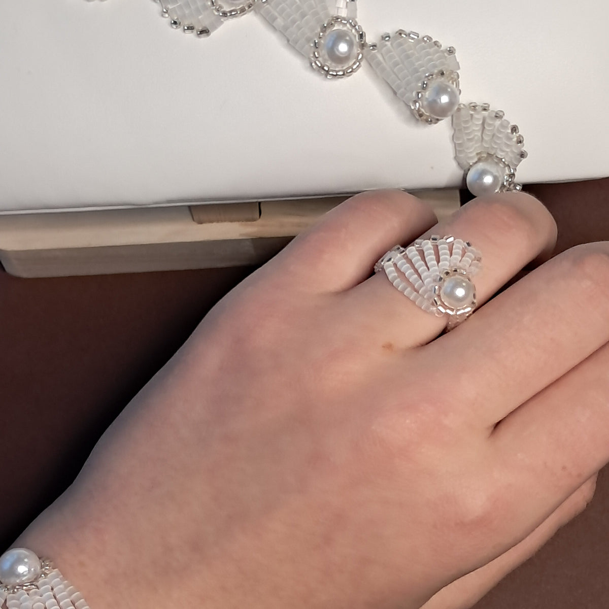 "Ocean Shell" Handmade Miyuki Bead Wave Bracelet & Ring Collection